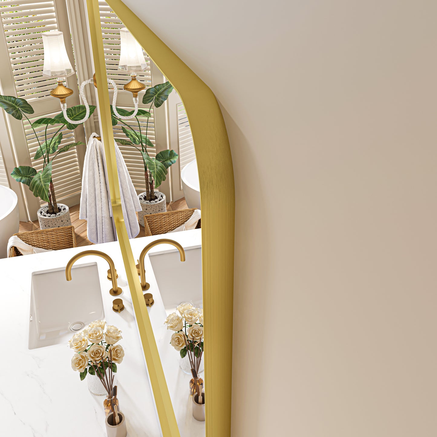 Waterpar® 40 in. W x 32 in. H Rectangular Aluminum Framed Wall Bathroom Vanity Mirror