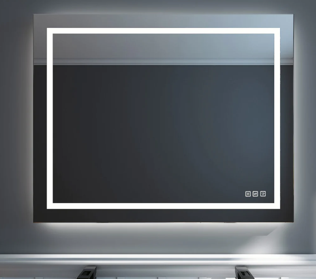 Temporary link-40 in. W x 32 in. H LED Large Rectangular Frameless Anti-Fog Bathroom Mirror Front & Backlit