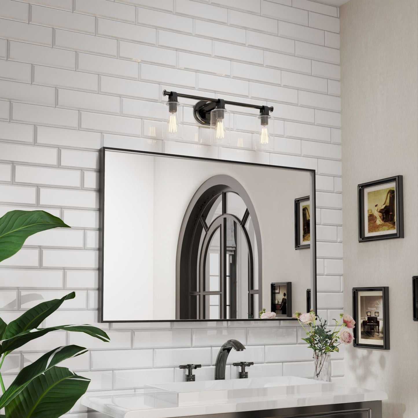 Waterpar® 48 in. W x 32 in. H Rectangular Aluminum Framed Wall Bathroom Vanity Mirror