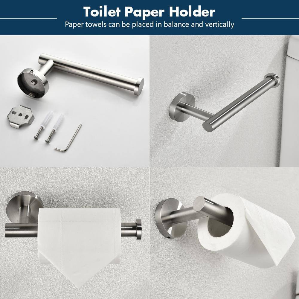 Waterpar®6-Piece Bath Hardware Set, Towel Bar, Toilet Paper Holder, Towel Hook in Brushed Nickel