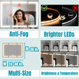 Waterpar® 24 in. W x 36 in. H Rectangular LED Aluminum Recessed/Surface Mount Medicine Cabinet with Mirror