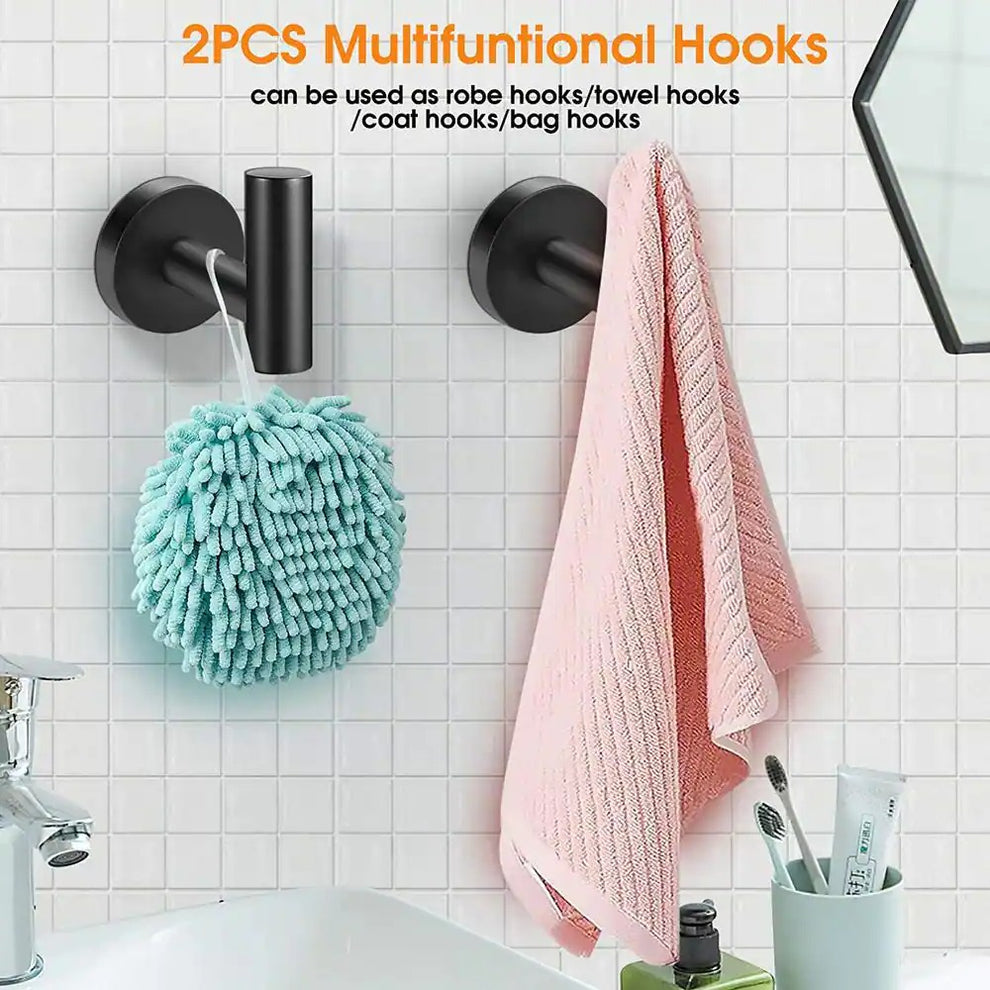 Waterpar®6-Piece Bath Hardware Set, Towel Bar, Toilet Paper Holder, Towel Hook in Matte Black