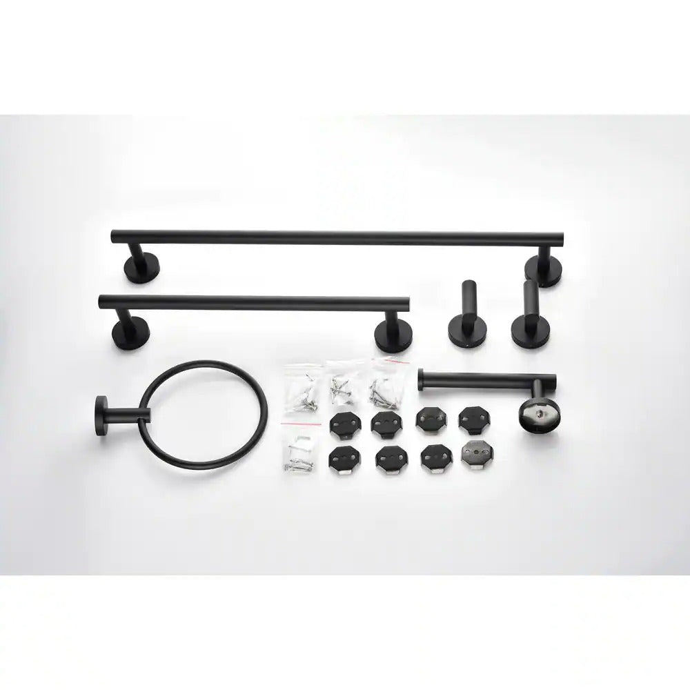 Waterpar®6-Piece Bath Hardware Set, Towel Bar, Toilet Paper Holder, Towel Hook in Matte Black