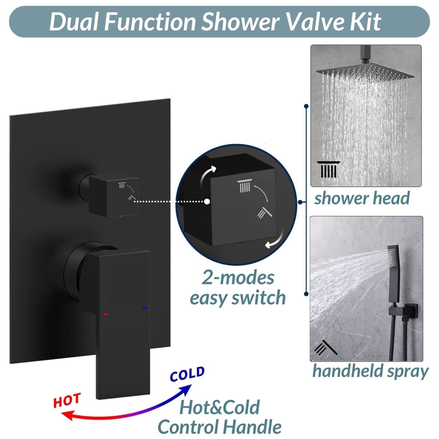 Waterpar®  1-spray Wall Mount Fixed and Handheld Shower Head