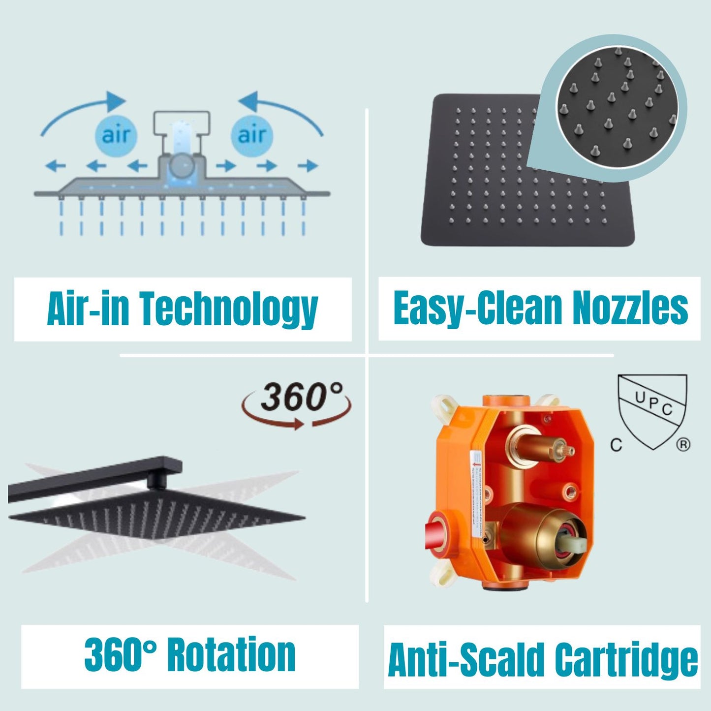 Waterpar®  1-spray Wall Mount Fixed and Handheld Shower Head