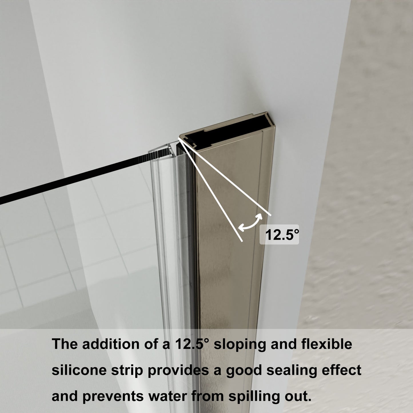 Waterpar® Bi-Fold Minimalist Frameless Shower Door Brushed Nickel Clear Glass