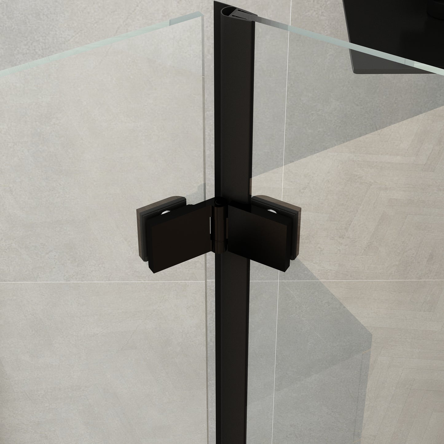 Waterpar® Bi-Fold Minimalist Frameless Shower Door Matte Black Clear Glass