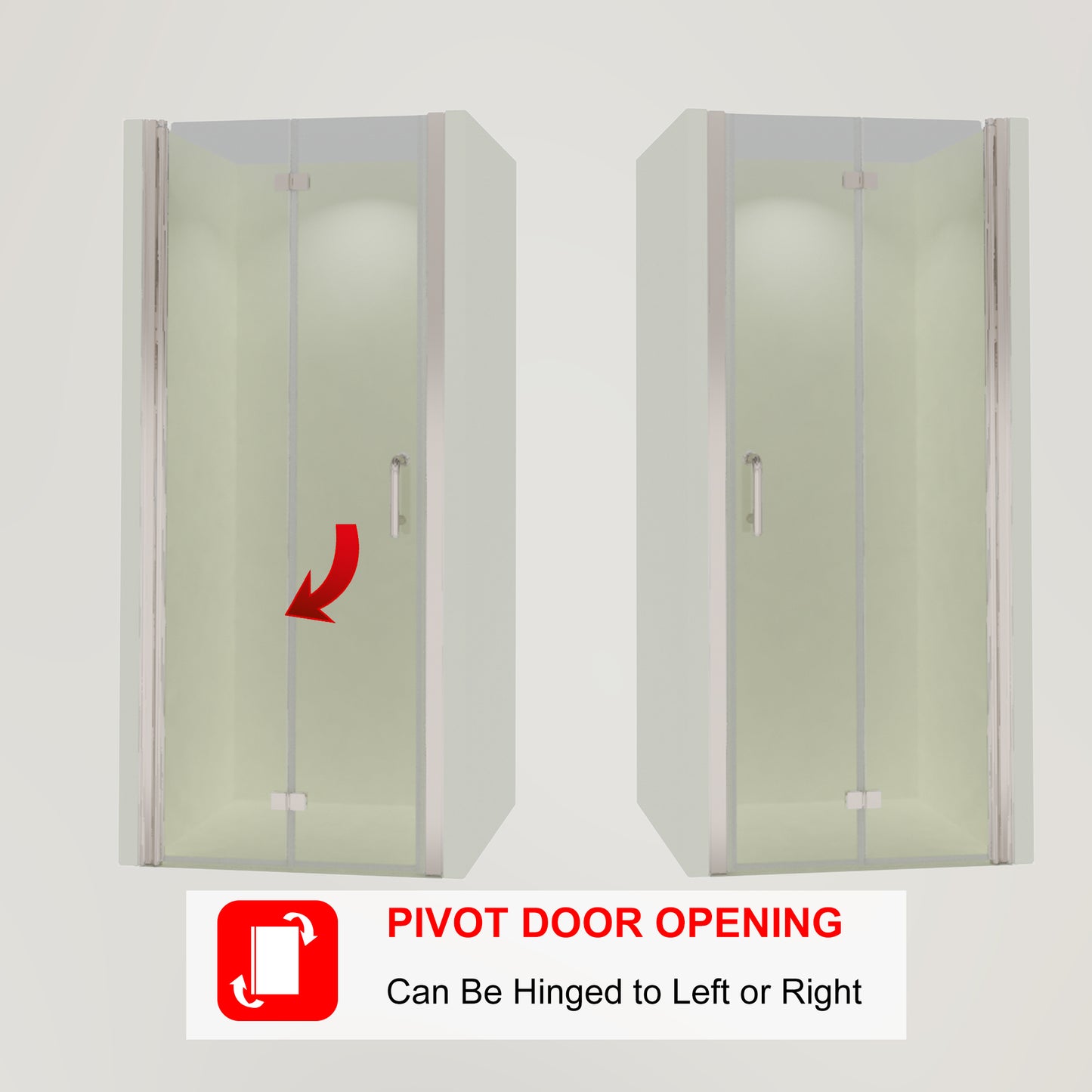 Waterpar® Bi-Fold Minimalist Frameless Shower Door Brushed Nickel Clear Glass