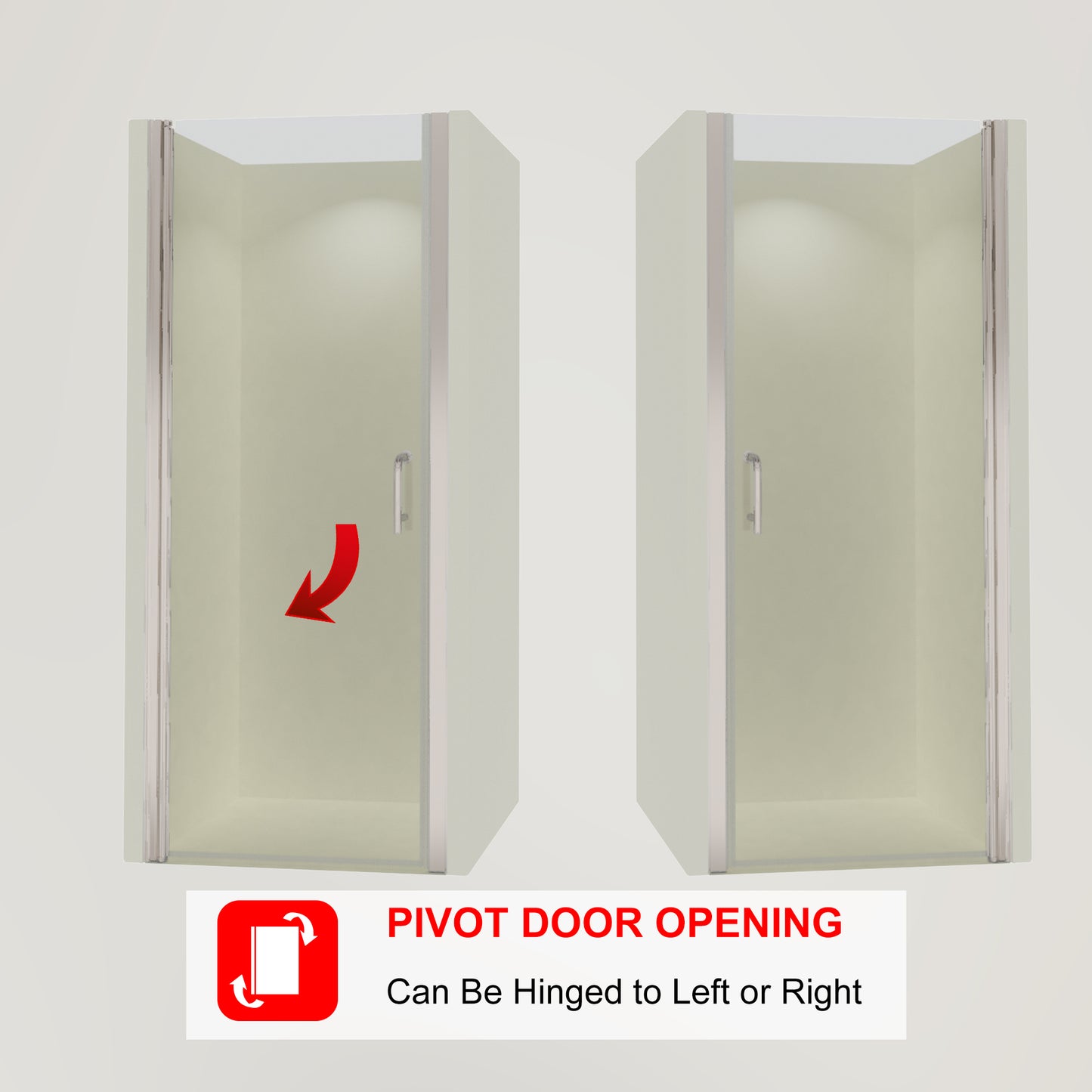 Waterpar® Pivot Swing Minimalist Frameless Shower Door Brushed Nickel Clear Glass