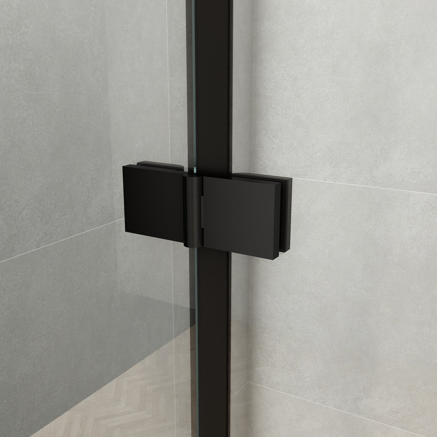 Waterpar® Bi-Fold Minimalist Frameless Shower Door Matte Black Clear Glass