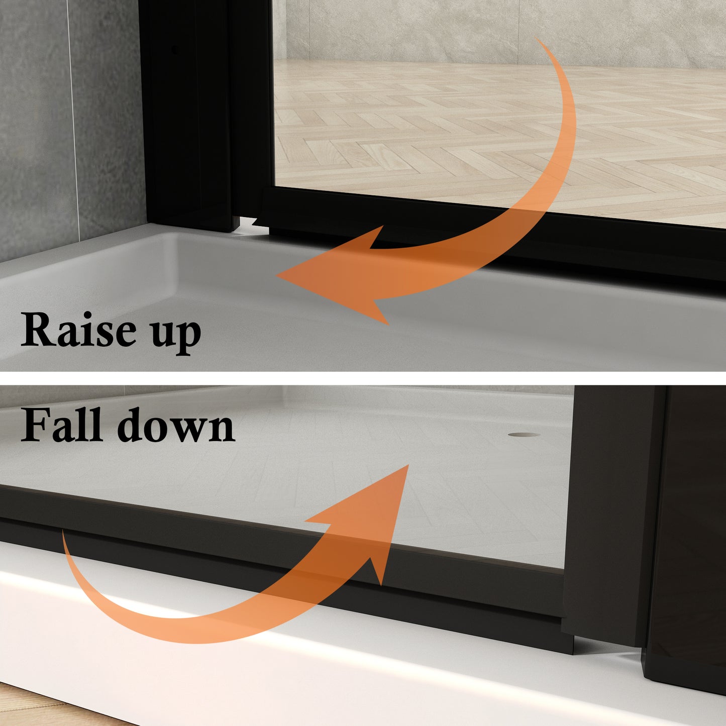 Waterpar® Bi-Fold Minimalist Frameless Shower Door Matte Black Clear Glass