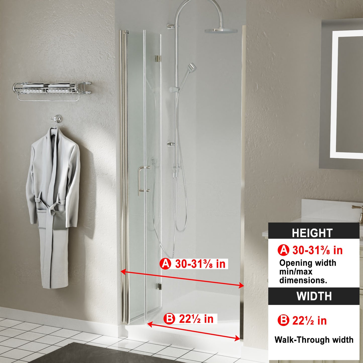 Waterpar® Bi-Fold Minimalist Frameless Shower Door Brushed Nickel Clear Glass