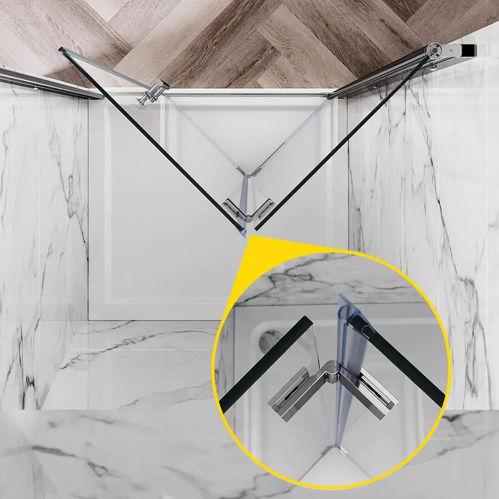 Waterpar® Bi-Fold Frameless Shower Doors in Chrome with Clear Glass