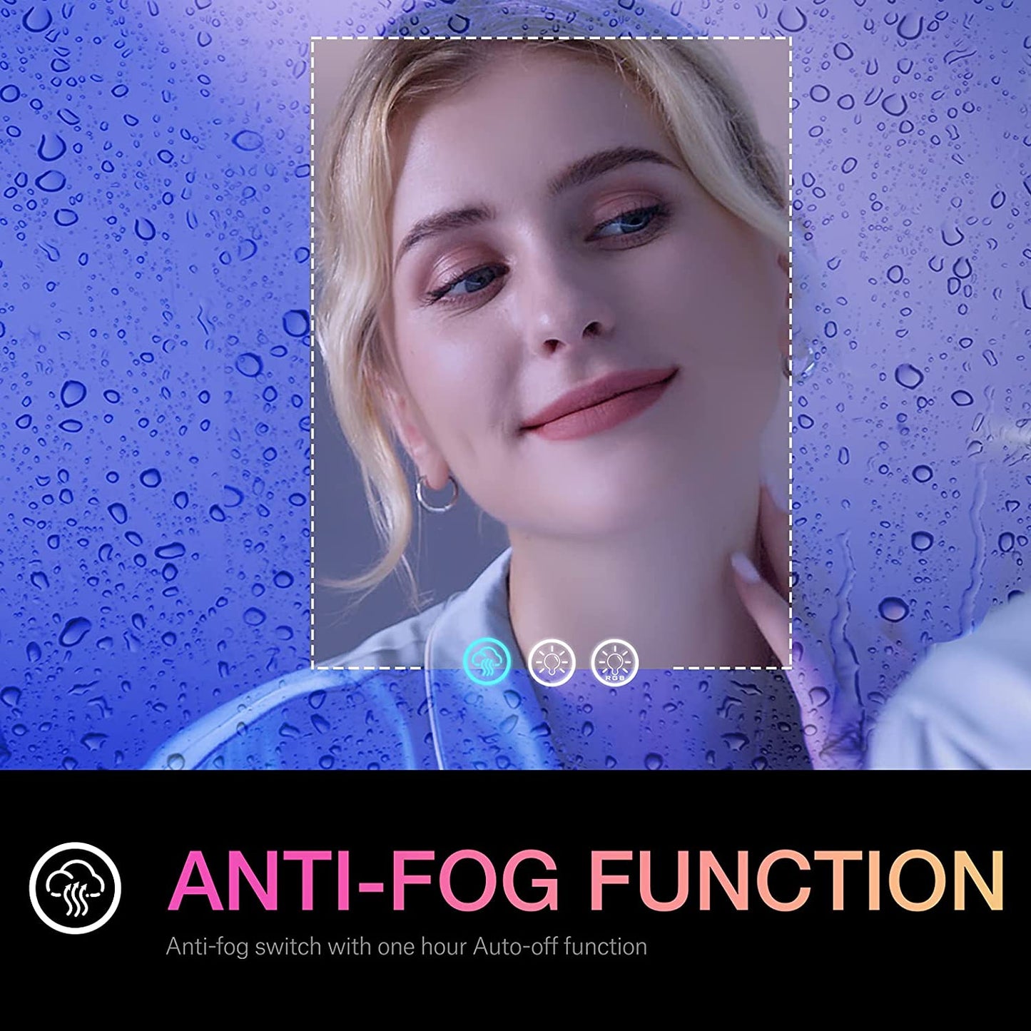 Waterpar® 20x28 in. Led Rectangular RGB Anti-Fog Bathroom Mirror Front & Backlit