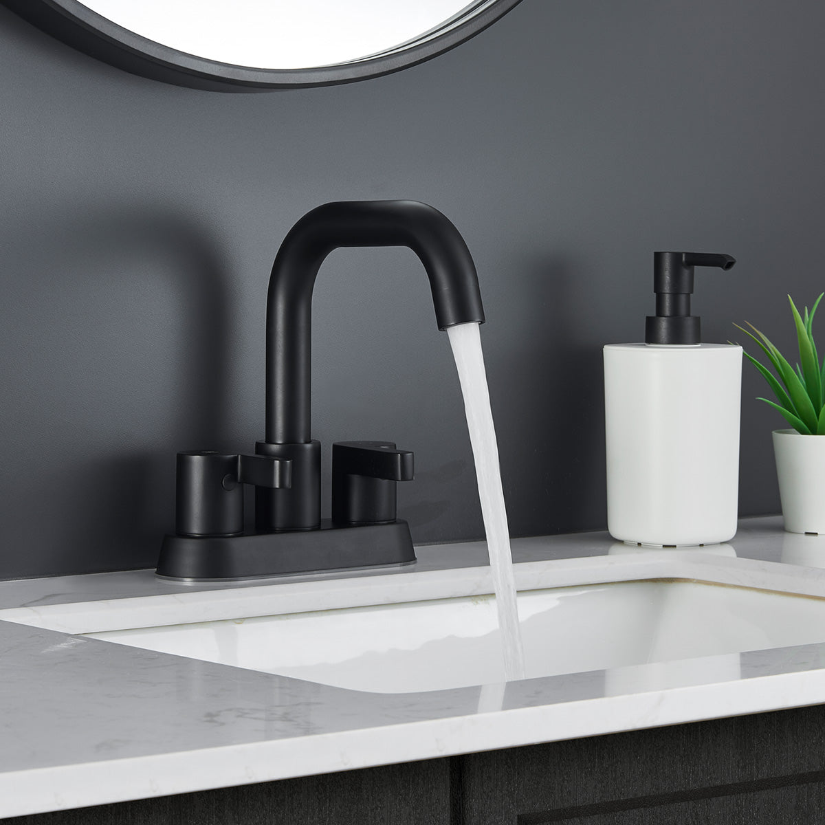 Waterpar® 4 in. Centerset Double Handle Bathroom Faucet with Pop-up Drain and ‎Supply Hose