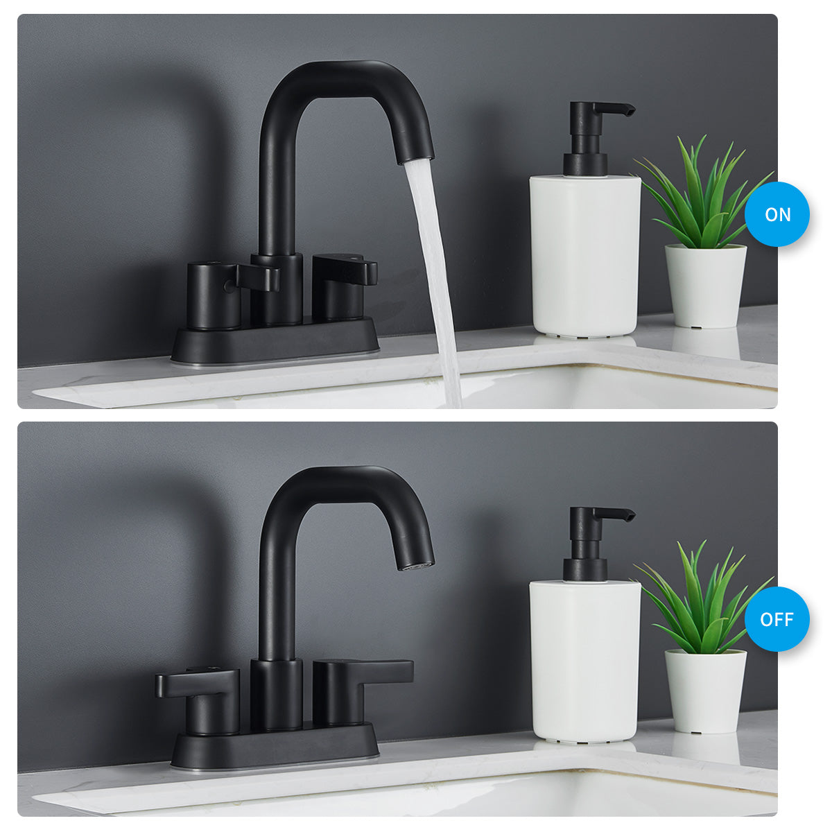 Waterpar® 4 in. Centerset Double Handle Bathroom Faucet with Pop-up Drain and ‎Supply Hose
