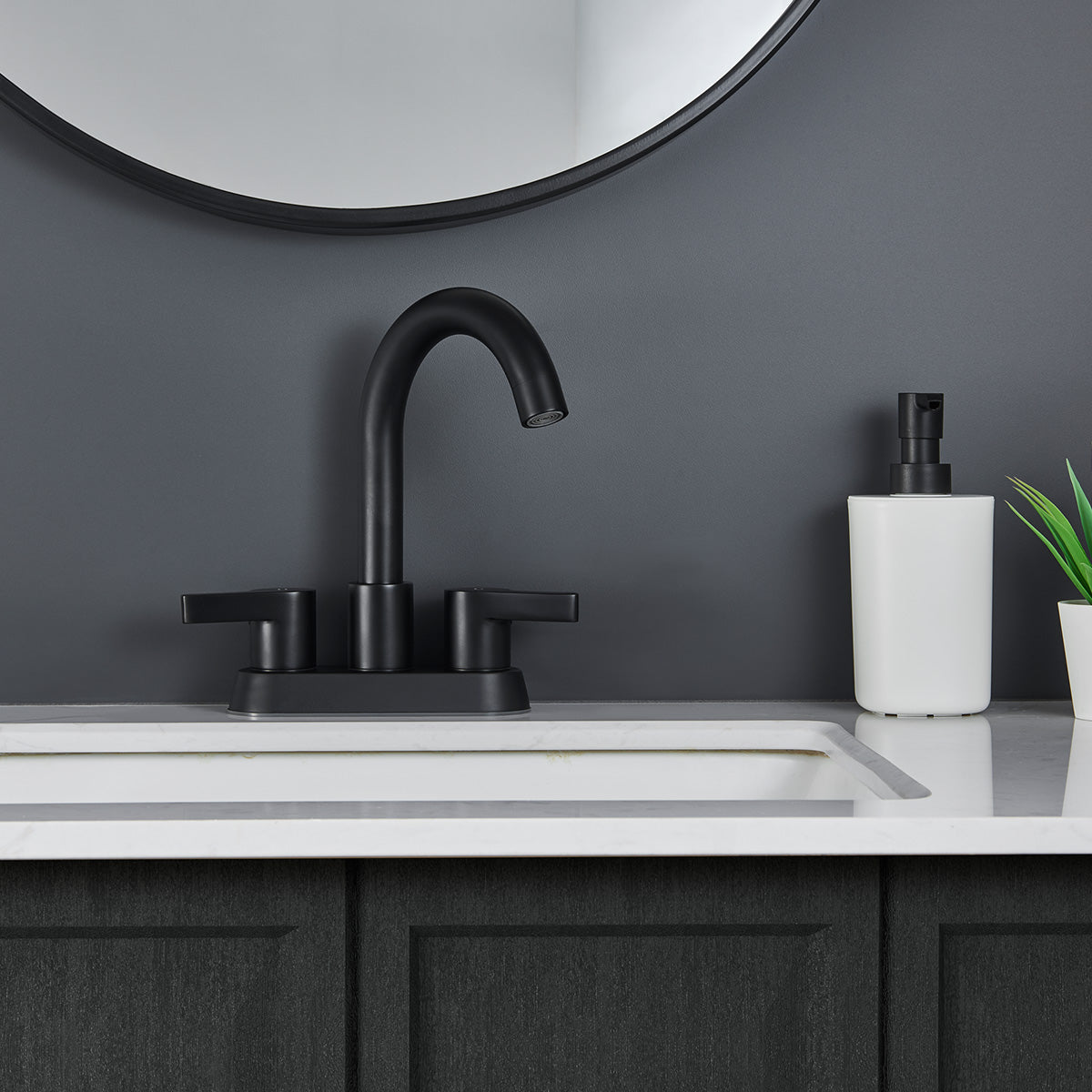 Waterpar® 4 in. Centerset Double Handle Bathroom Faucet with Supply Hose and Pop-up Drain