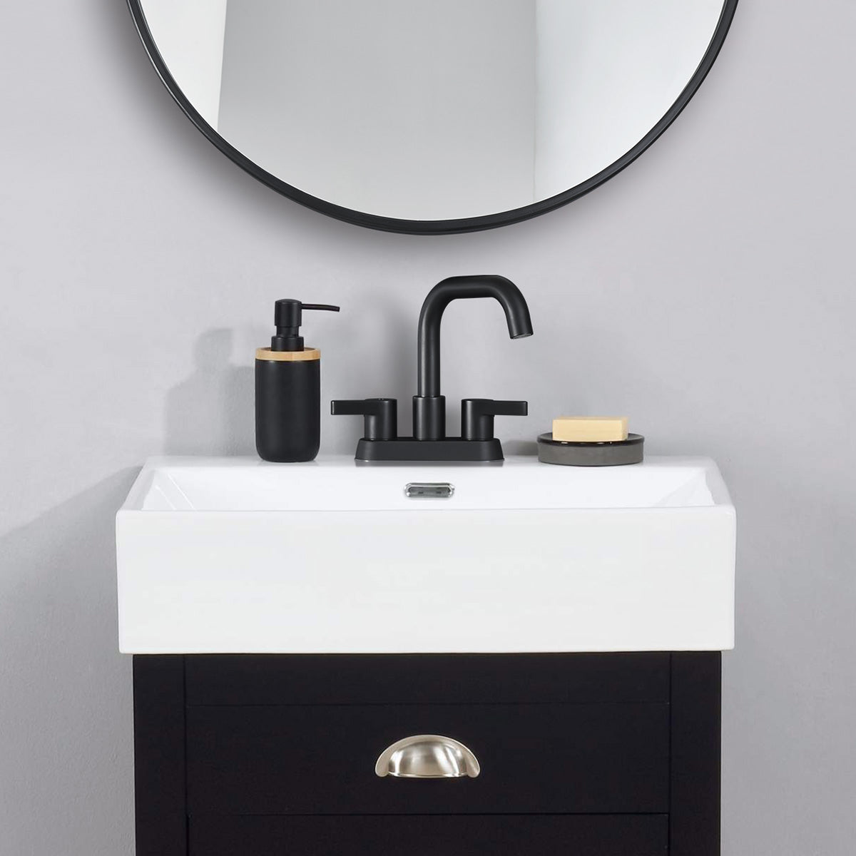 Waterpar® 4 in. Centerset Double Handle Bathroom Faucet with Pop-up Drain and ‎Supply Hose