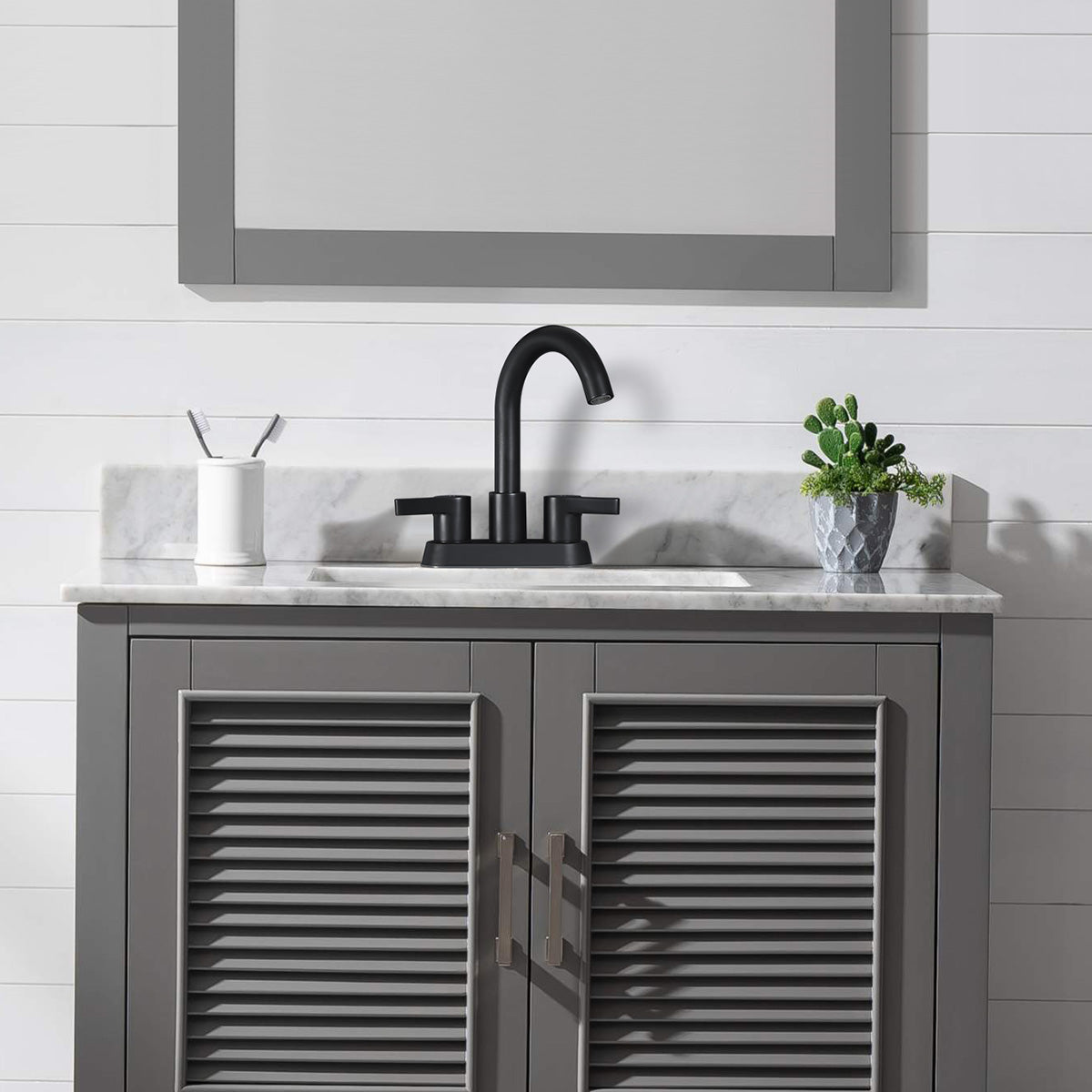 Waterpar® 4 in. Centerset Double Handle Bathroom Faucet with Supply Hose and Pop-up Drain