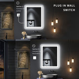 Waterpar® 36 in. W x 36 in. H Rectangular Framed Anti-Fog LED Wall Bathroom Vanity Mirror in Black with Backlit and Front Light