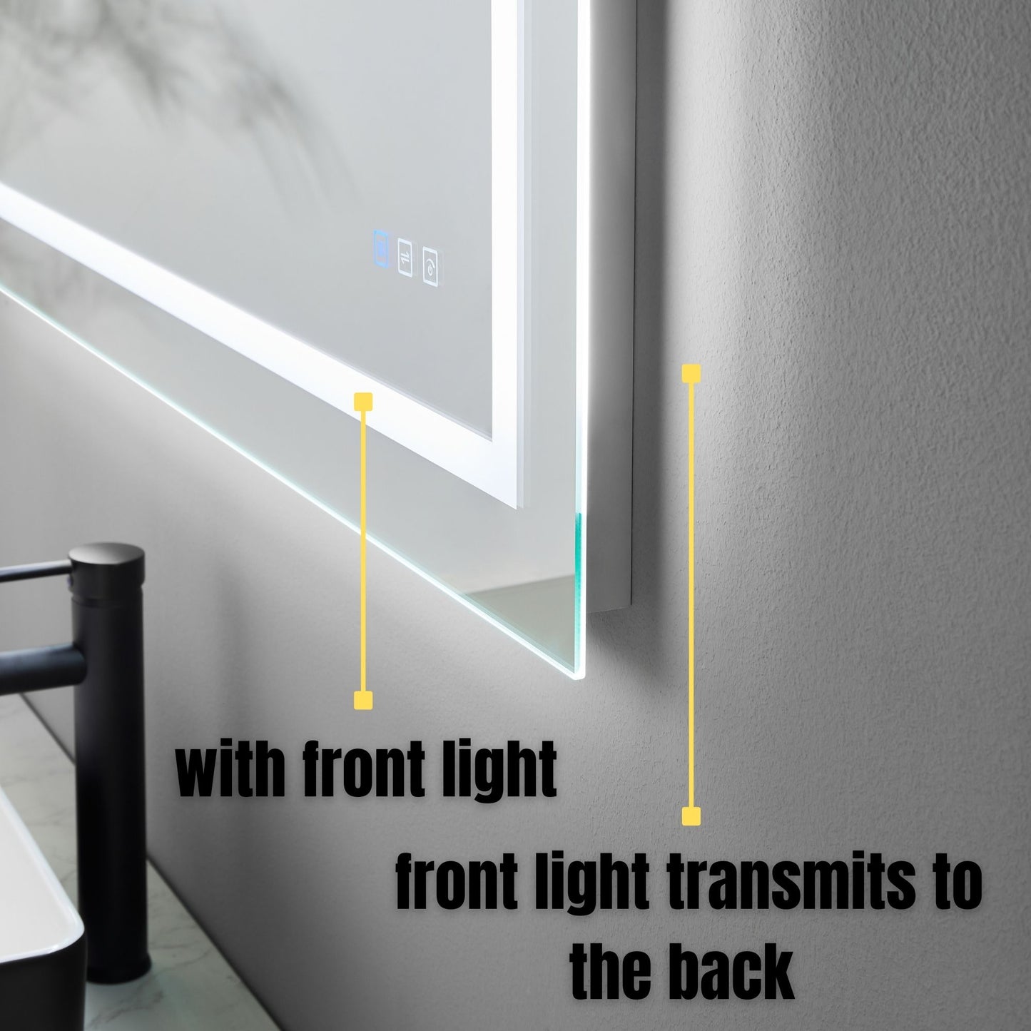 Waterpar® 36 in. W x 28 in. H LED Rectangular Frameless Anti-Fog Wall Bathroom Mirror Front Light