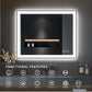 Waterpar® 40 in. W x 32 in. H Rectangular Framed Anti-Fog LED Wall Bathroom Vanity Mirror in Black with Backlit and Front Light