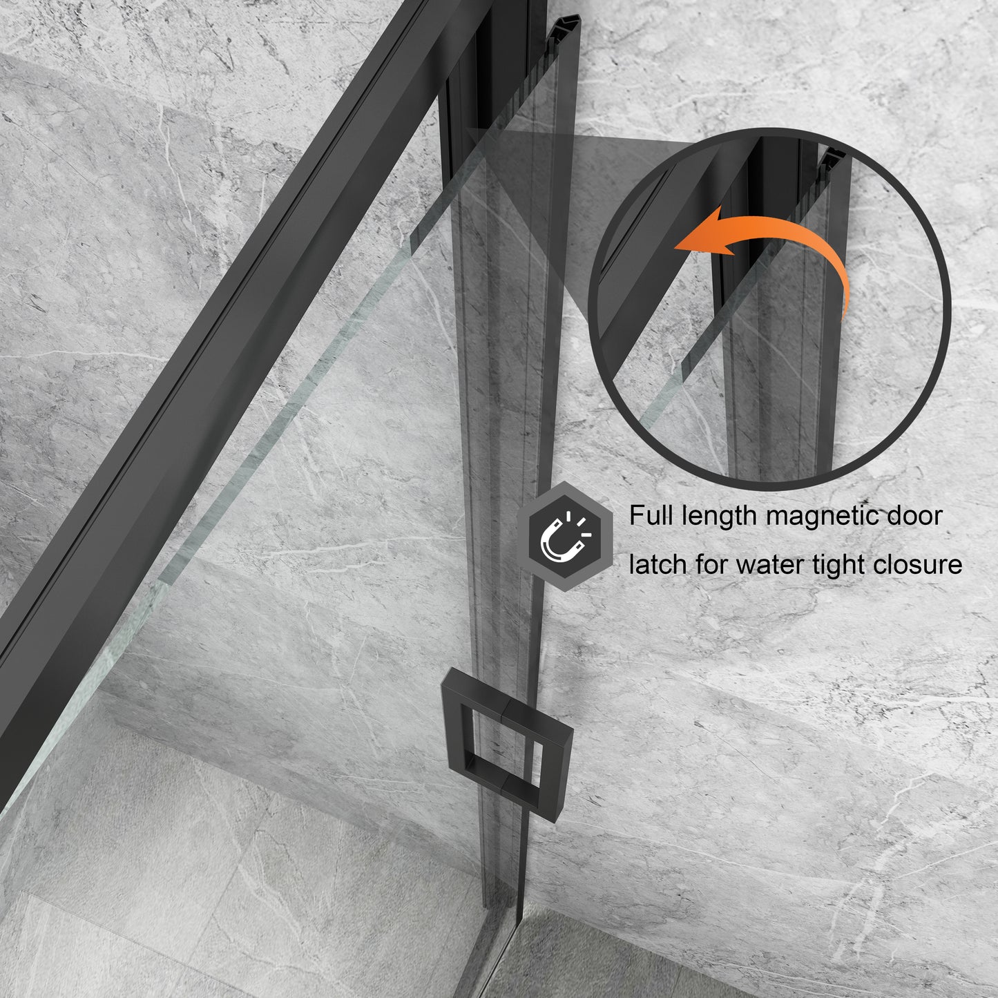 Waterper® 32 in. to 36 in. W x 72 in. H Framed Pivot Shower Door with Clear Glass
