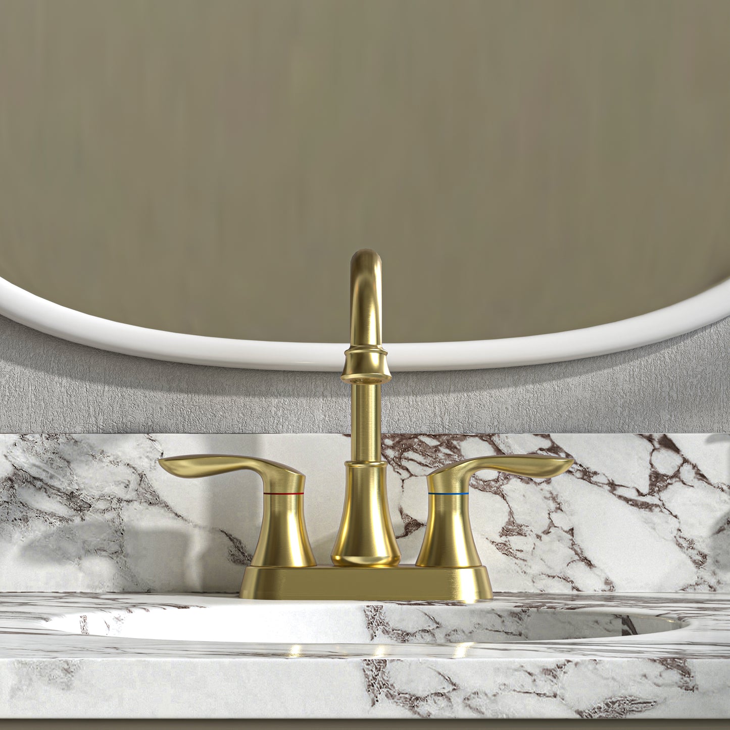 Waterpar®  4 in. Centerset Double Handle High Arc Bathroom Faucet with Pop-up Drain and ‎Supply Hoses