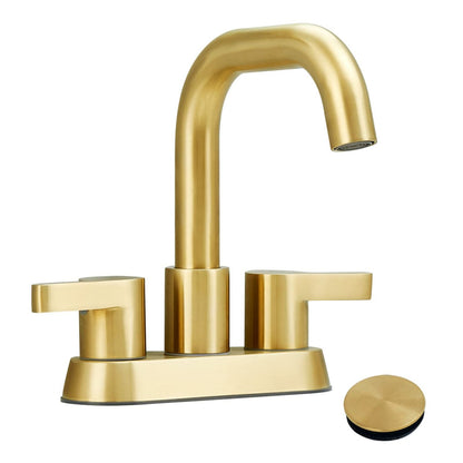Waterpar® 4 in. Centerset Double Handle Bathroom Faucet with Pop-up Drain and ‎Supply Hose