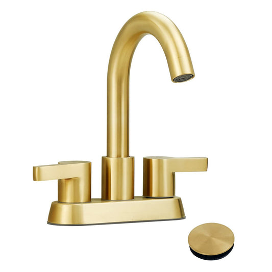 Waterpar® 4 in. Centerset Double Handle Bathroom Faucet with Supply Hose and Pop-up Drain