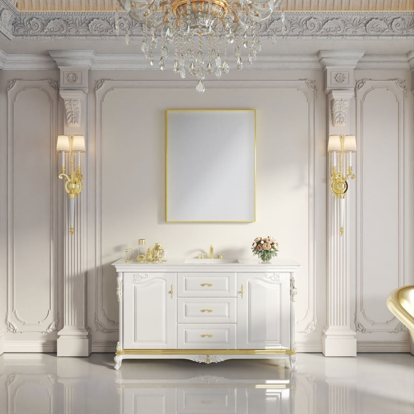 Waterpar® 32 in. W x 40 in. H Rectangular Aluminum Framed Wall Bathroom Vanity Mirror