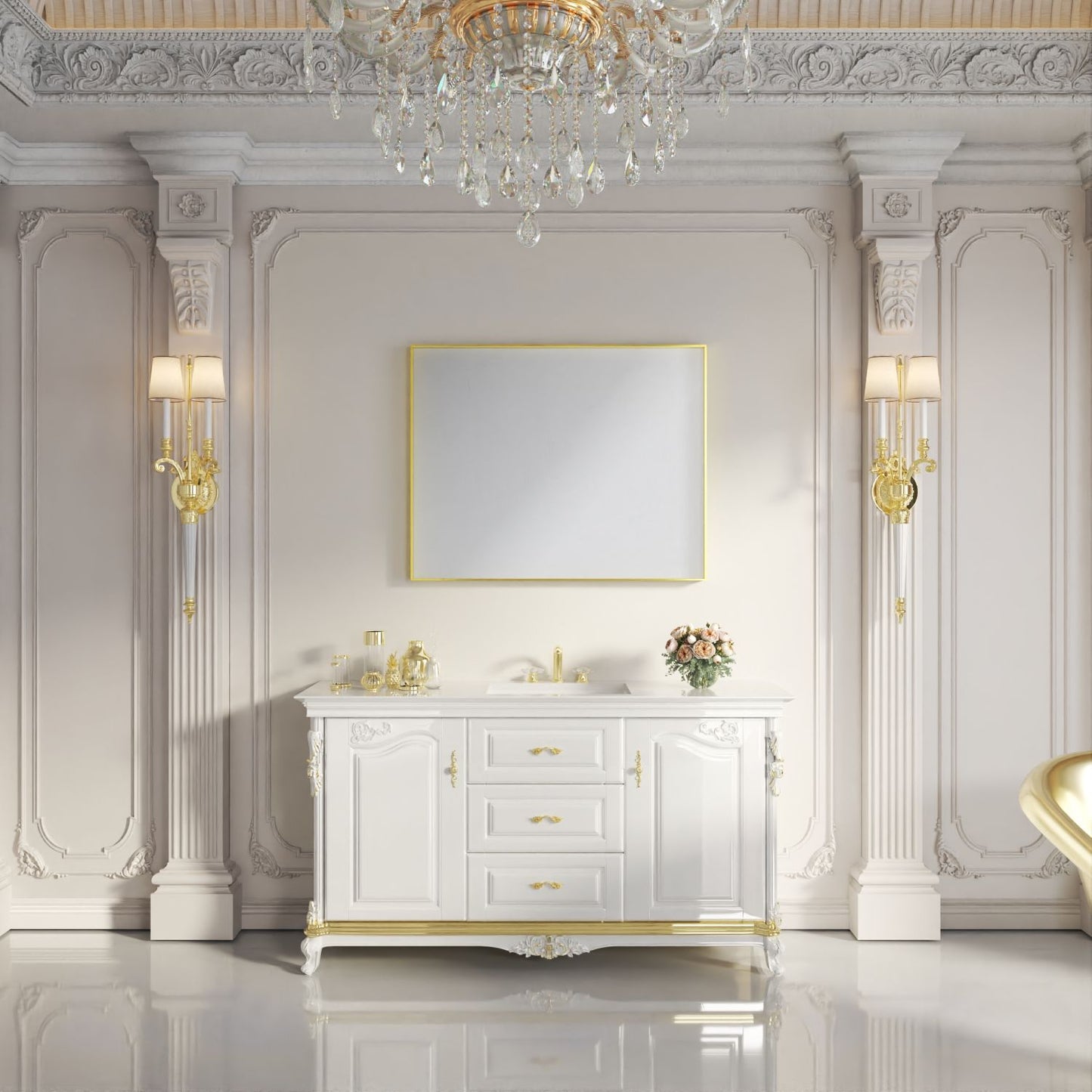Waterpar® 32 in. W x 40 in. H Rectangular Aluminum Framed Wall Bathroom Vanity Mirror