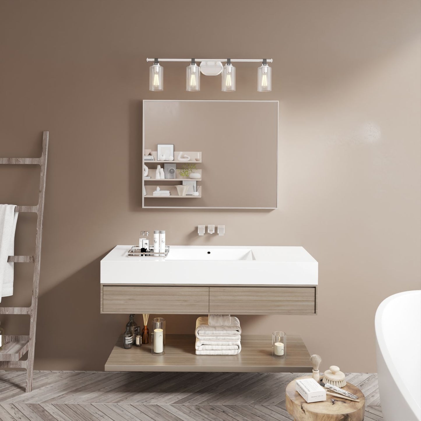 Waterpar® 32 in. W x 40 in. H Rectangular Aluminum Framed Wall Bathroom Vanity Mirror