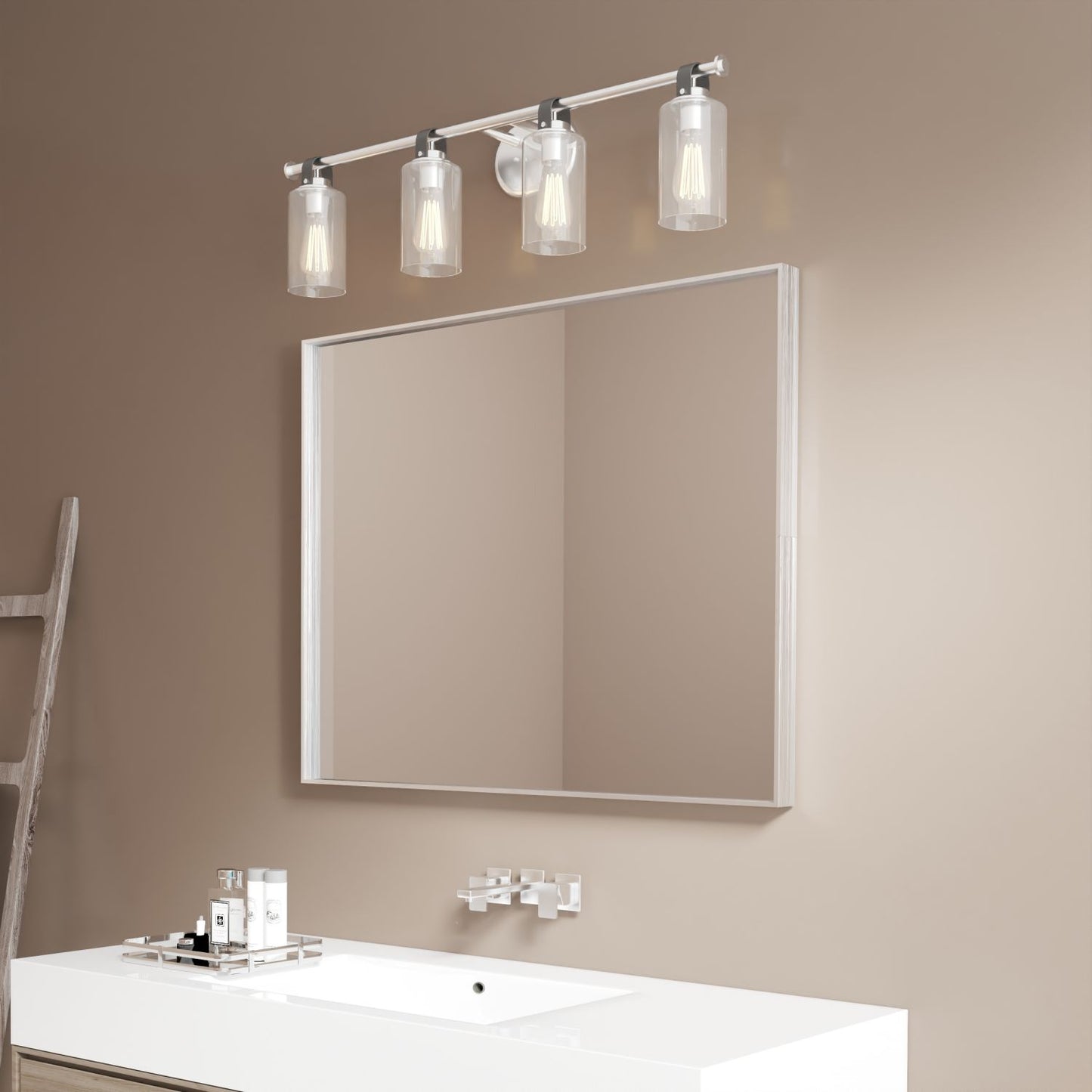 Waterpar® 32 in. W x 40 in. H Rectangular Aluminum Framed Wall Bathroom Vanity Mirror