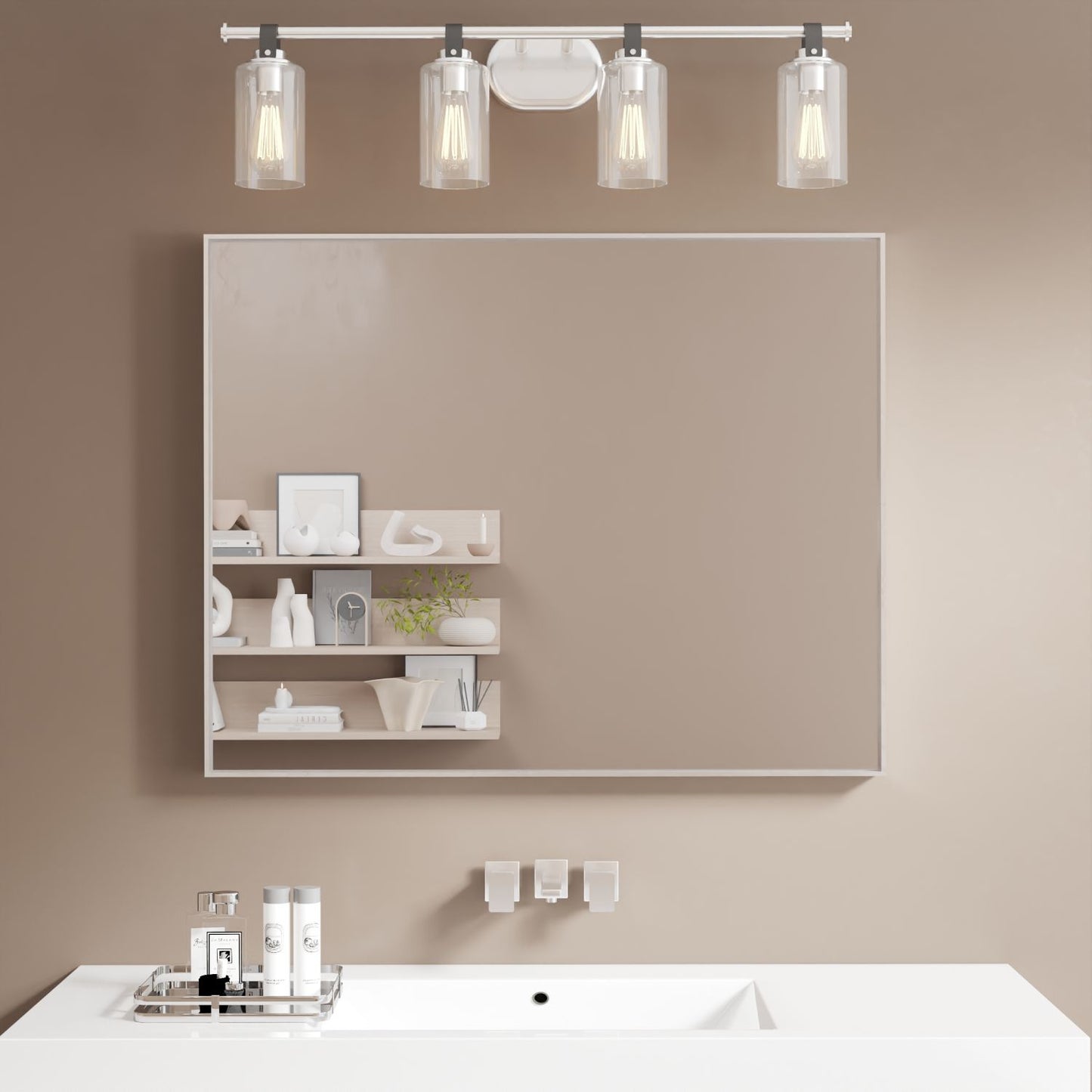Waterpar® 32 in. W x 40 in. H Rectangular Aluminum Framed Wall Bathroom Vanity Mirror