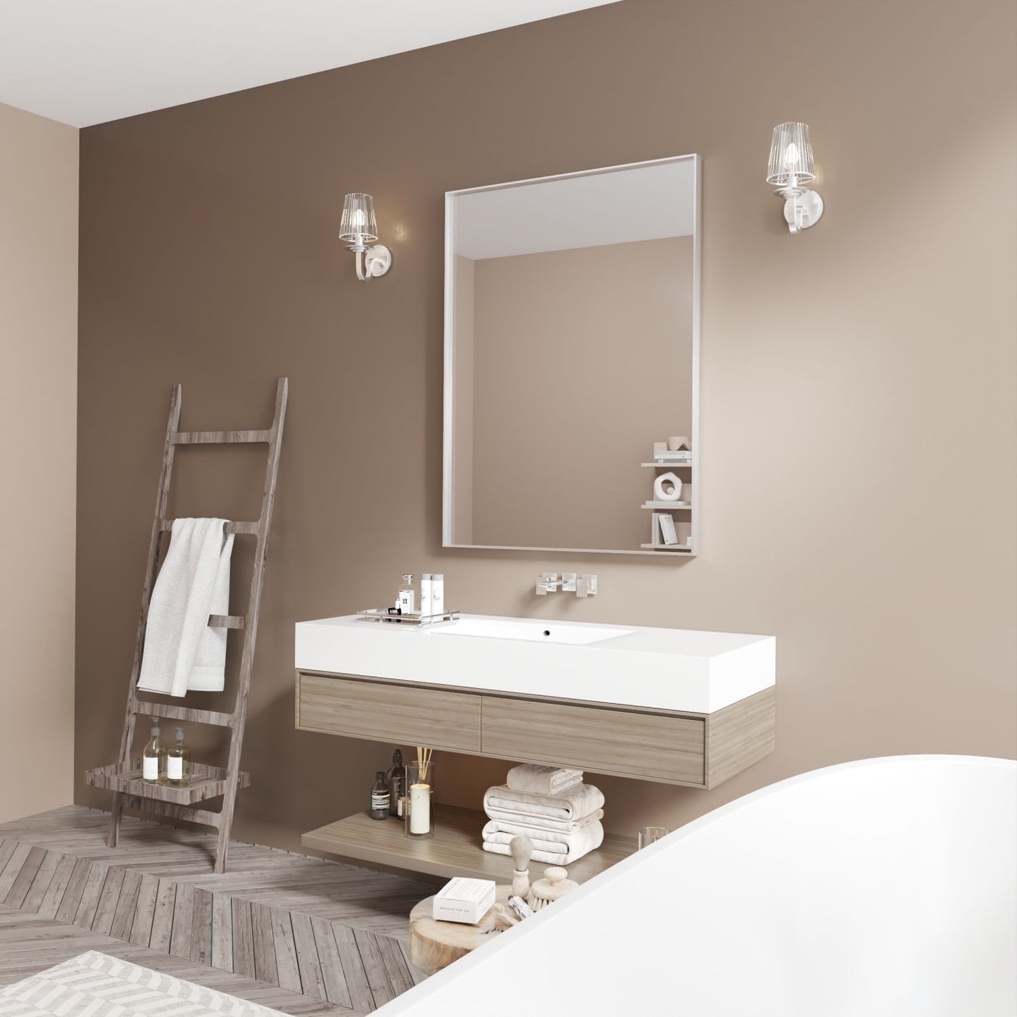 Waterpar® 48 in. W x 36 in. H Rectangular Aluminum Framed Wall Bathroom Vanity Mirror