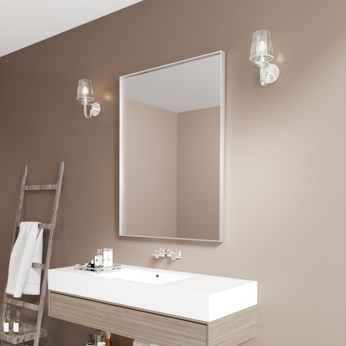 Waterpar® 48 in. W x 36 in. H Rectangular Aluminum Framed Wall Bathroom Vanity Mirror