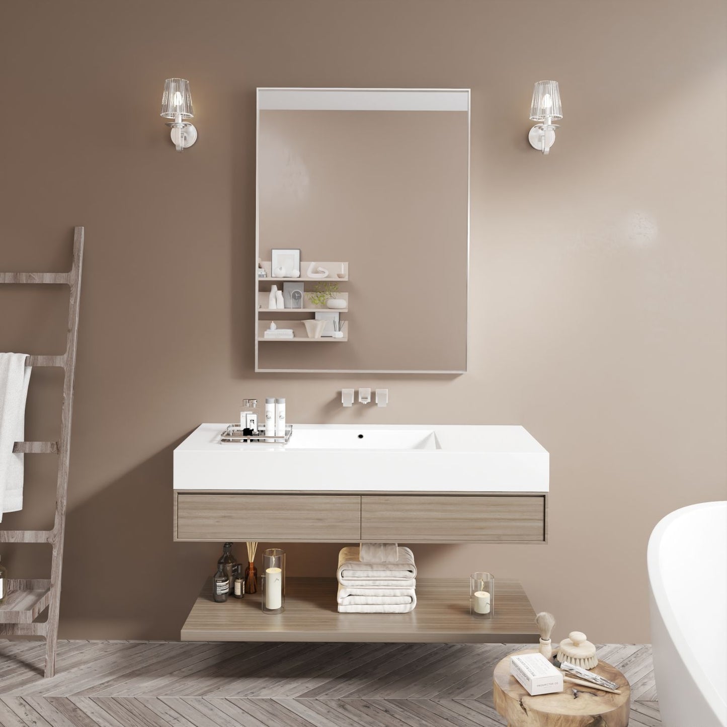 Waterpar® 48 in. W x 36 in. H Rectangular Aluminum Framed Wall Bathroom Vanity Mirror