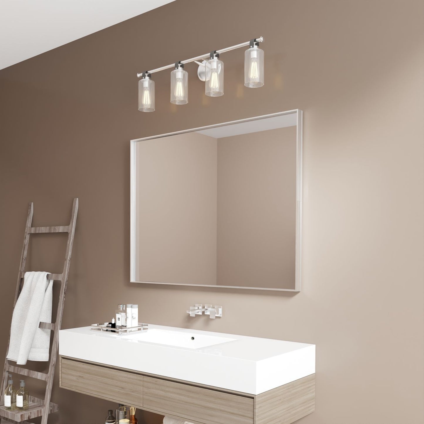 Waterpar® 48 in. W x 36 in. H Rectangular Aluminum Framed Wall Bathroom Vanity Mirror