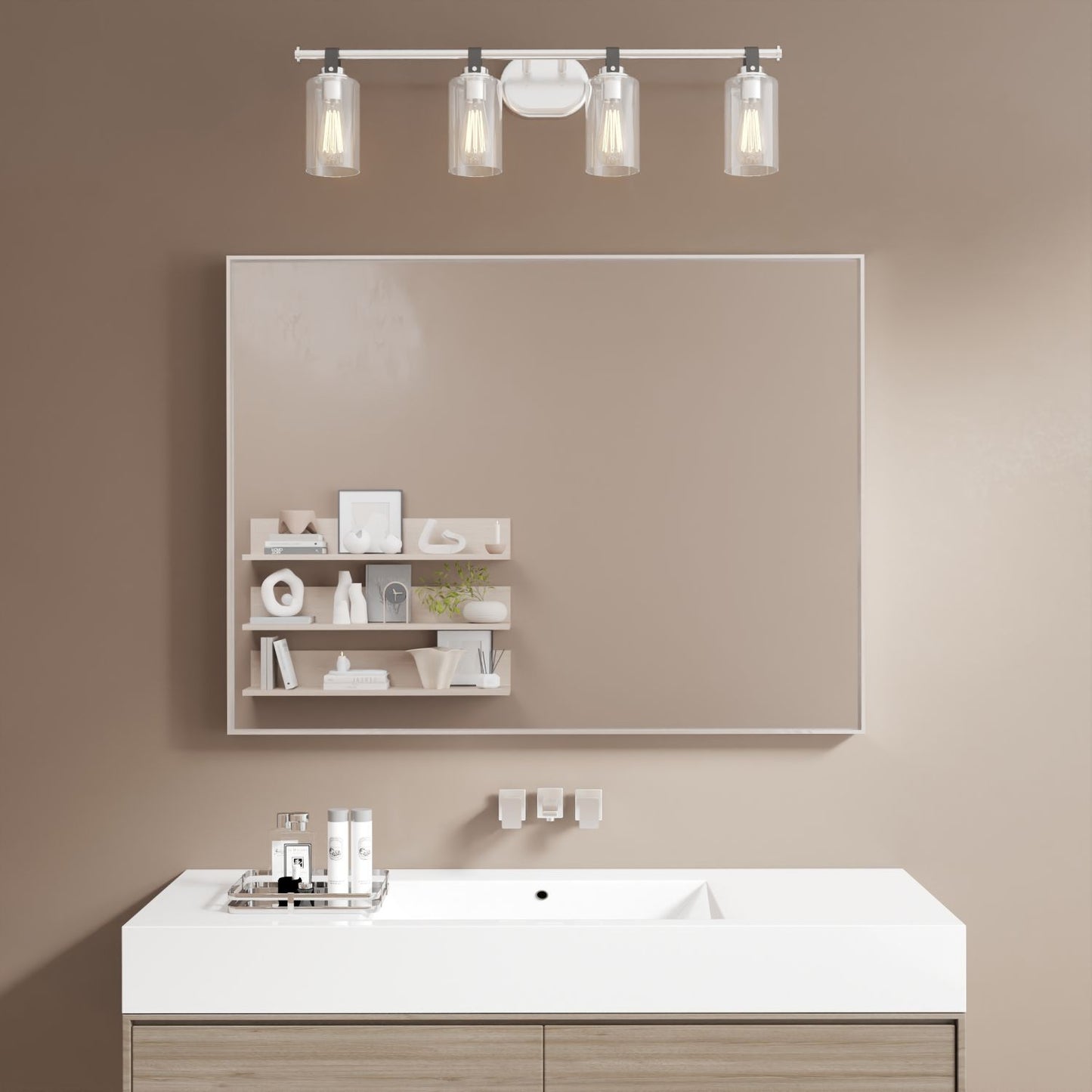 Waterpar® 48 in. W x 36 in. H Rectangular Aluminum Framed Wall Bathroom Vanity Mirror