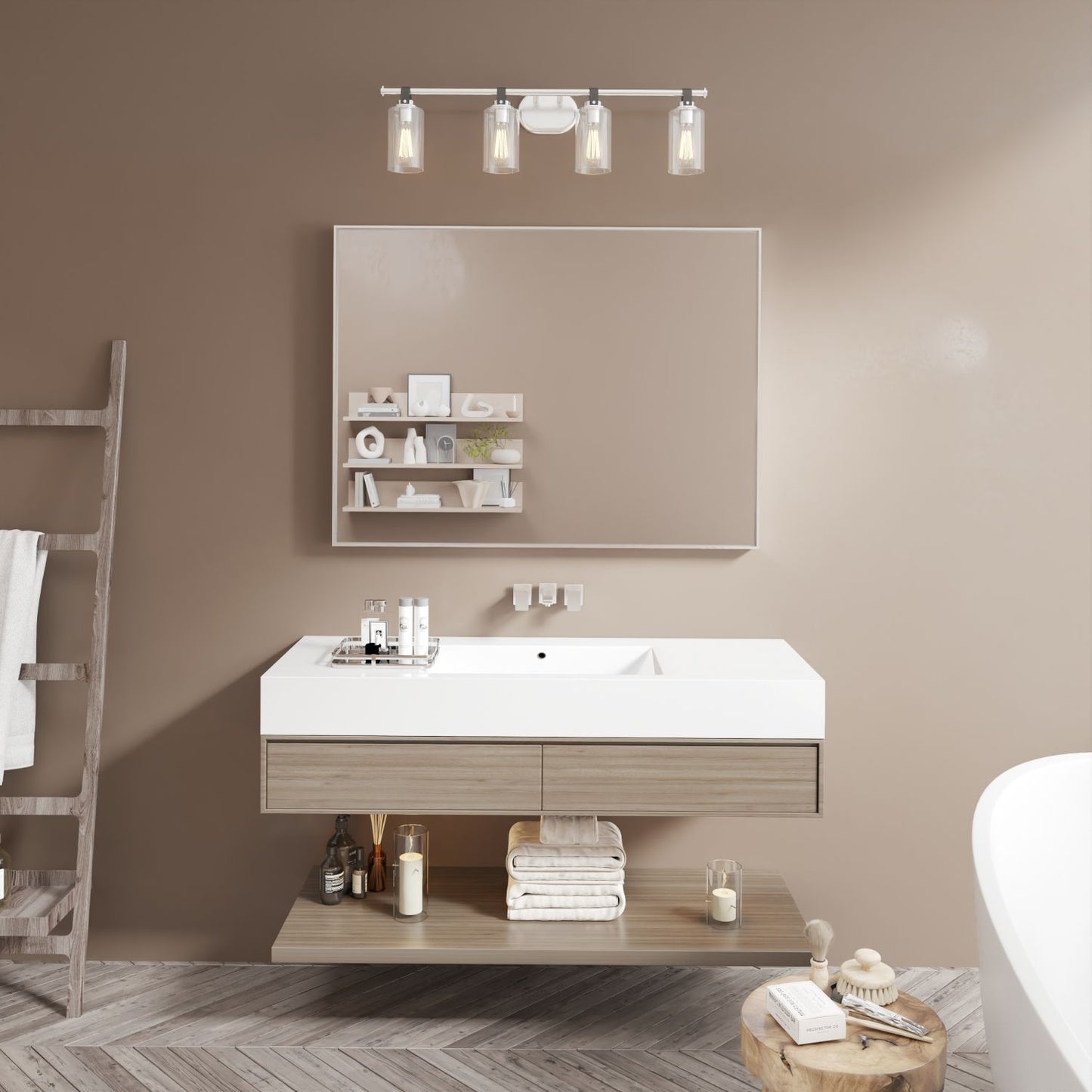 Waterpar® 48 in. W x 36 in. H Rectangular Aluminum Framed Wall Bathroom Vanity Mirror