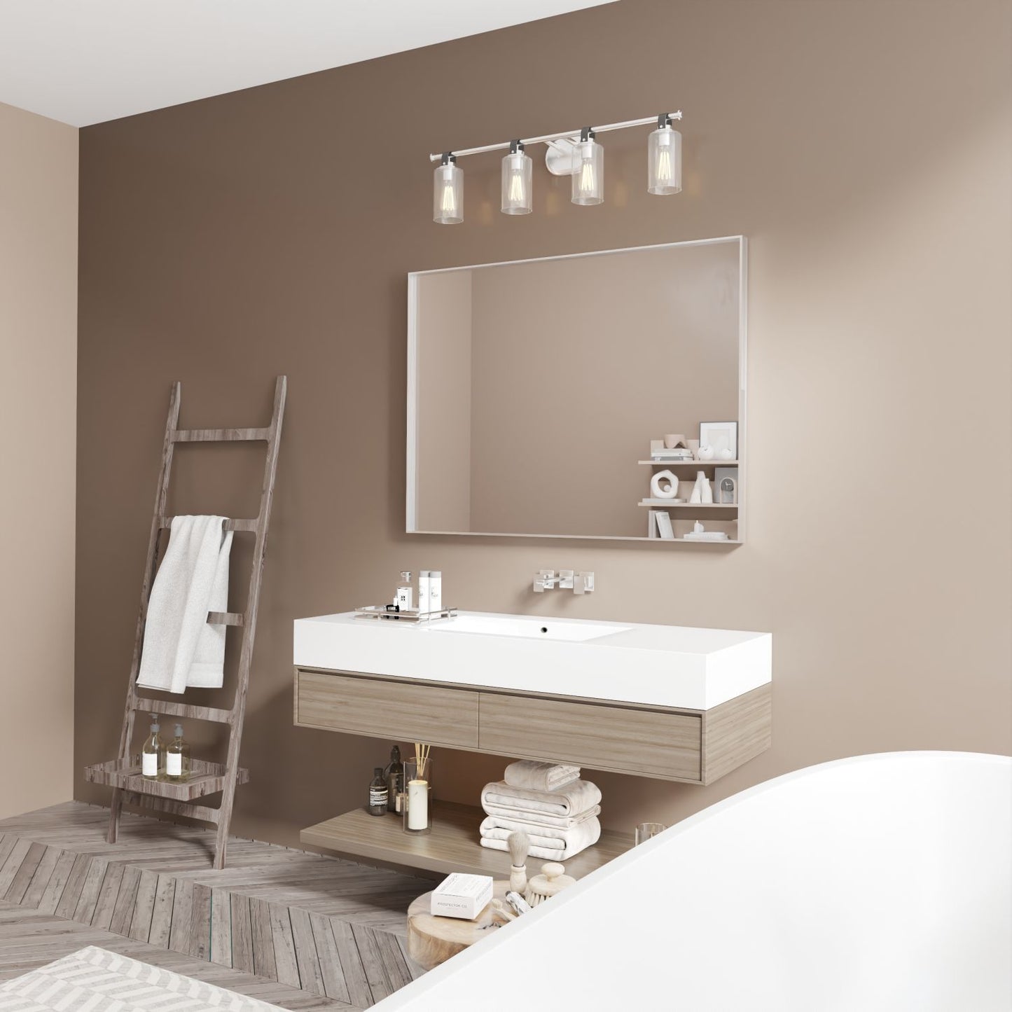 Waterpar® 48 in. W x 36 in. H Rectangular Aluminum Framed Wall Bathroom Vanity Mirror