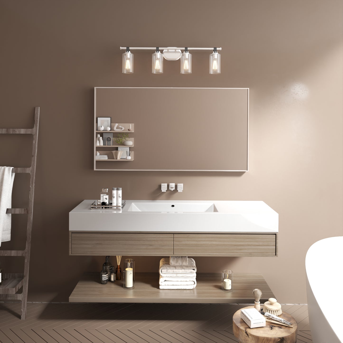Waterpar® 60 in. W x 28 in. H Rectangular Aluminum Framed Wall Bathroom Vanity Mirror
