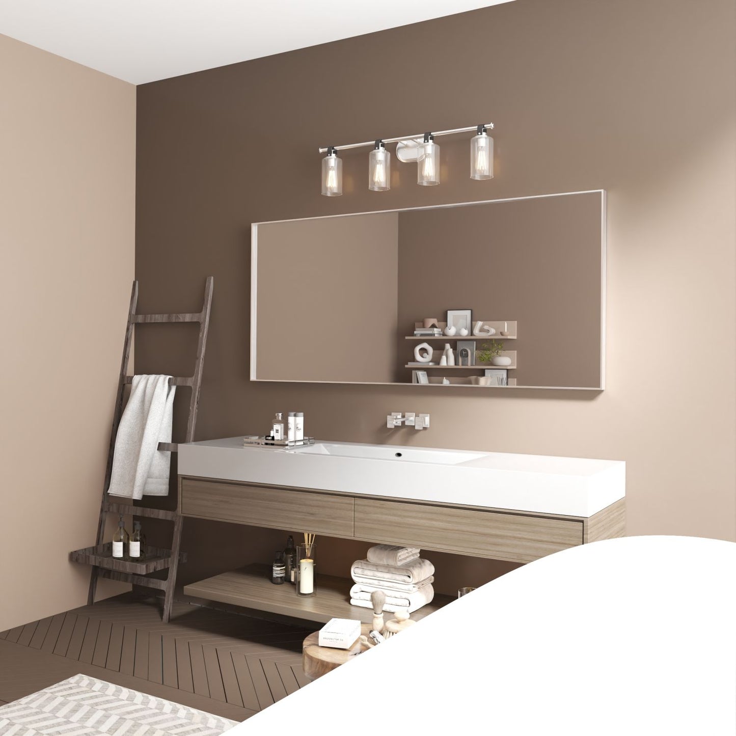 Waterpar® 72 in. W x 32 in. H Rectangular Aluminum Framed Wall Bathroom Vanity Mirror