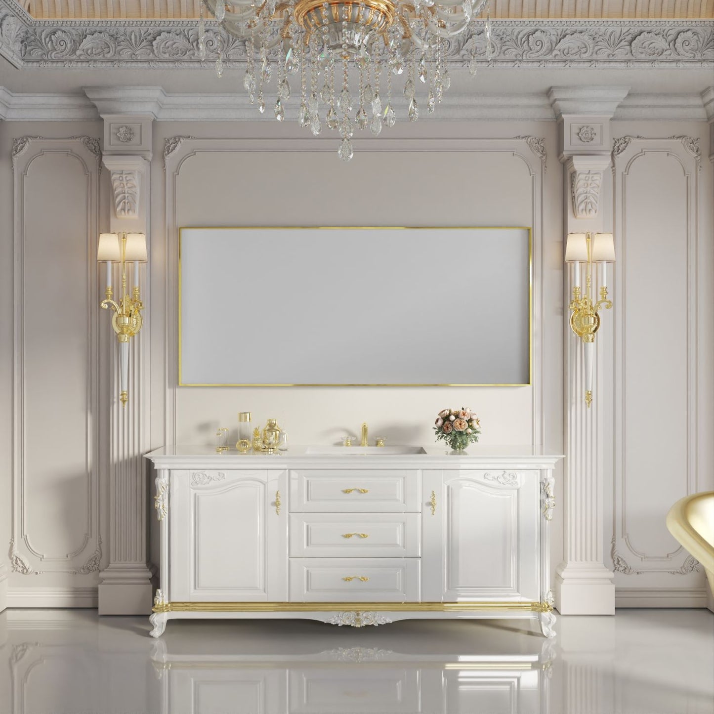 Waterpar® 72 in. W x 32 in. H Rectangular Aluminum Framed Wall Bathroom Vanity Mirror