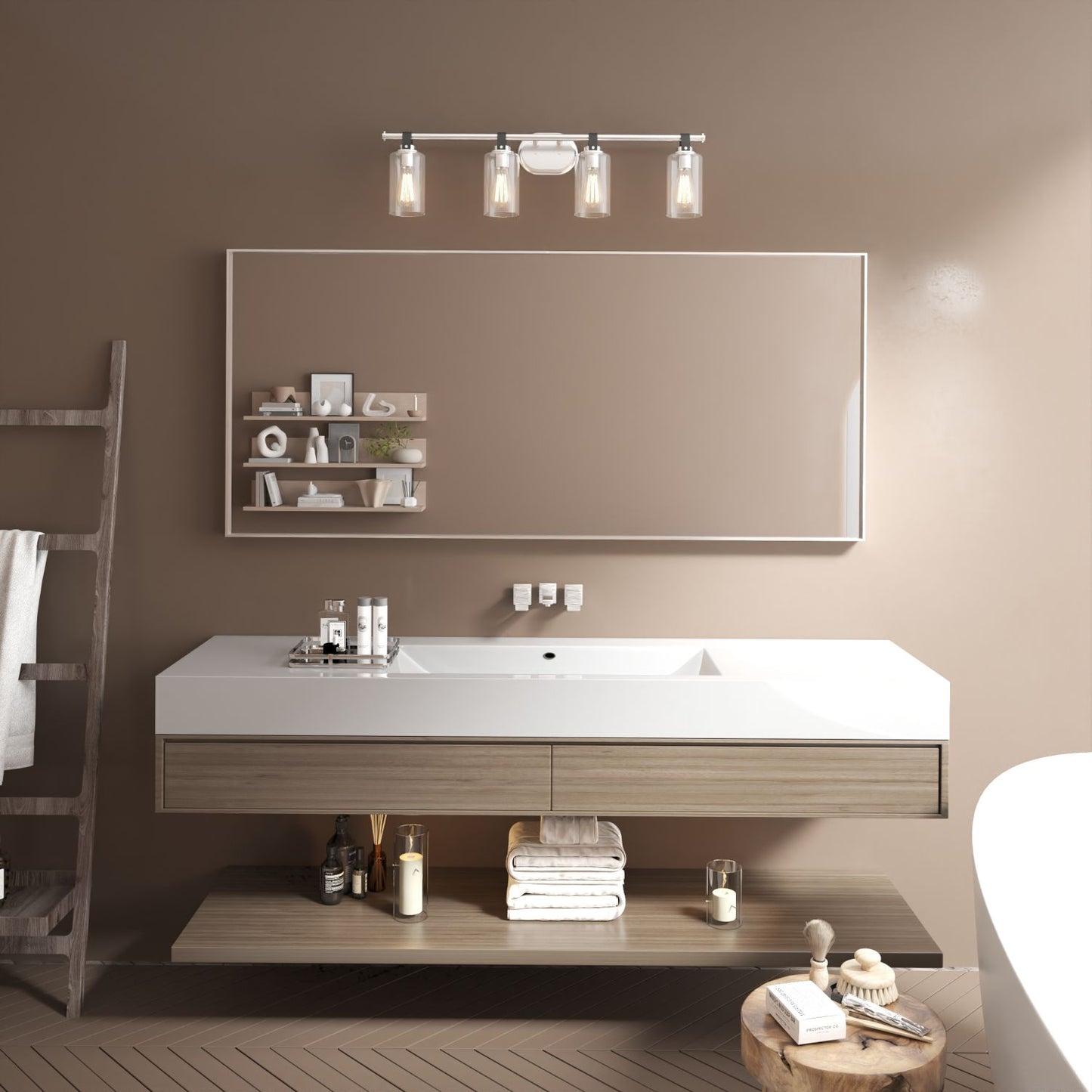 Waterpar® 72 in. W x 32 in. H Rectangular Aluminum Framed Wall Bathroom Vanity Mirror