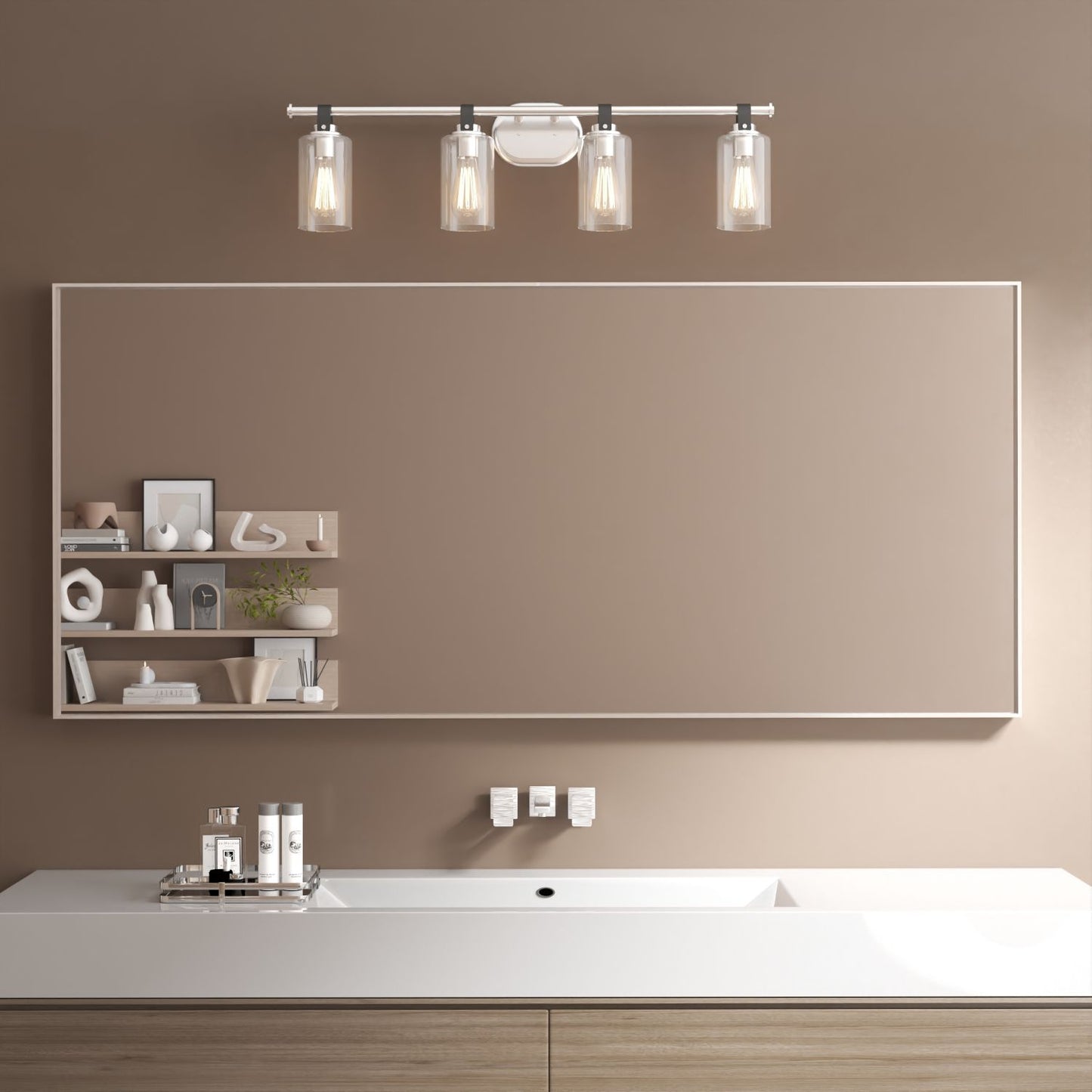 Waterpar® 72 in. W x 32 in. H Rectangular Aluminum Framed Wall Bathroom Vanity Mirror