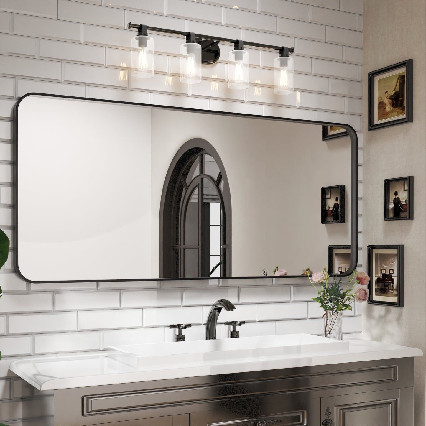 Waterpar® 72 in. W x 32 in. H Rectangular Aluminum Framed Wall Bathroom Vanity Mirror