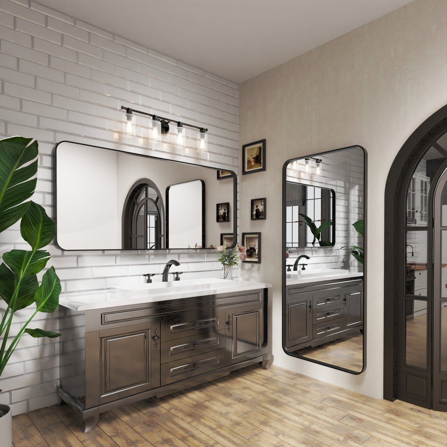 Waterpar® 72 in. W x 32 in. H Rectangular Aluminum Framed Wall Bathroom Vanity Mirror