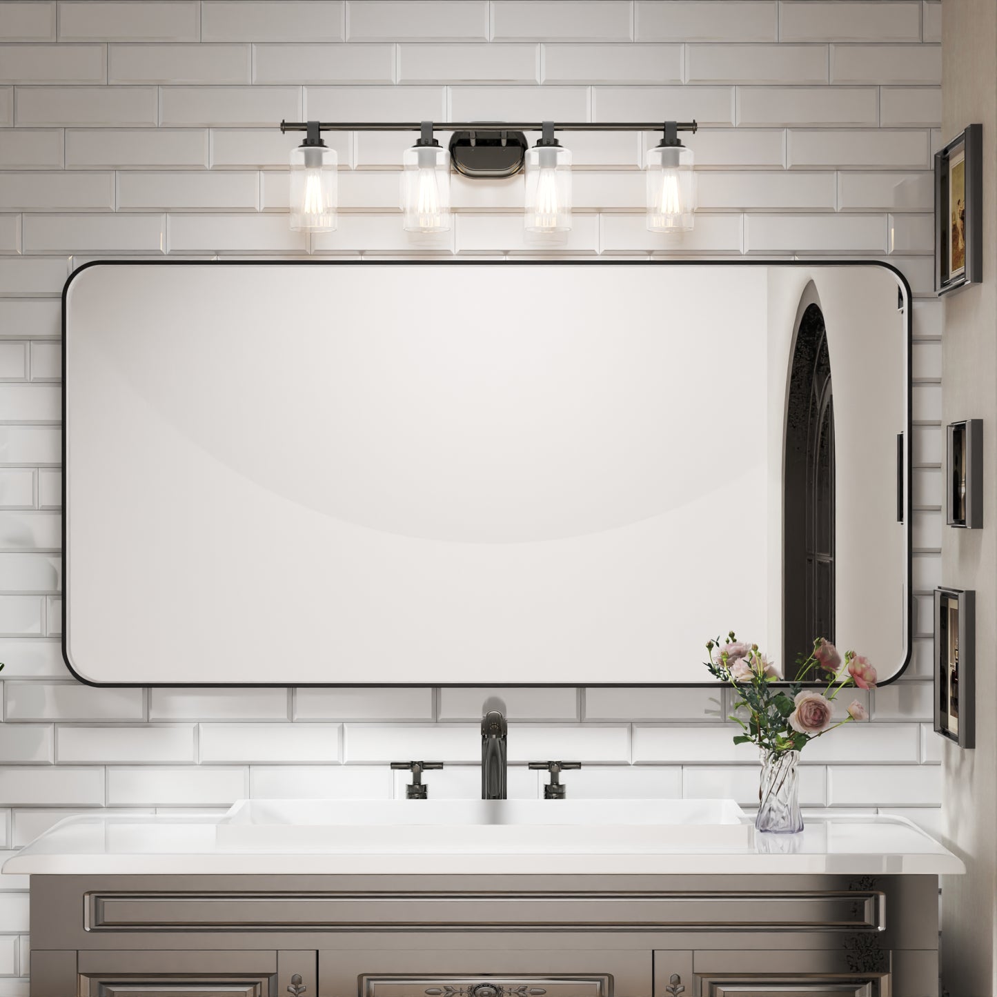 Waterpar®  72 in. W x 36 in. H Rectangular Aluminum Framed Wall Bathroom Vanity Mirror